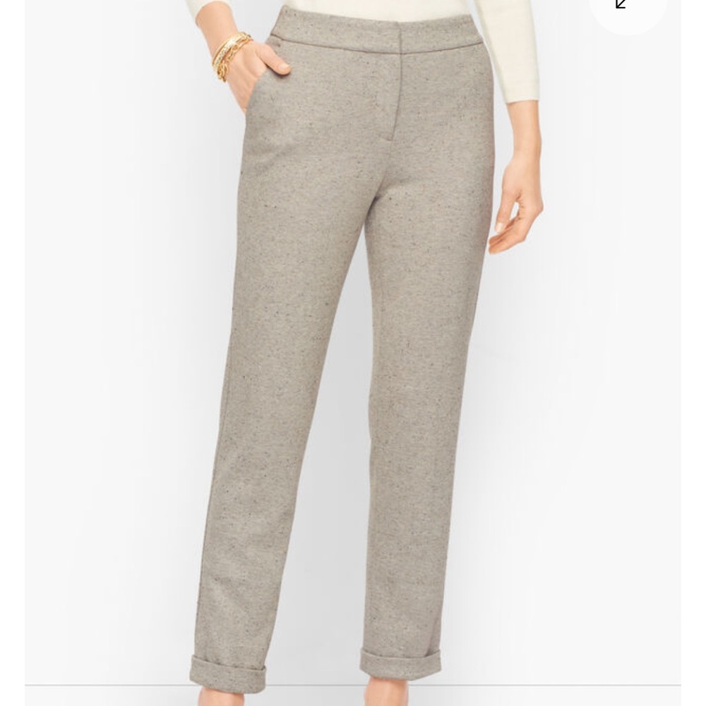 Talbots Speckled Luxe Donegal High Waisted Pants Large Gray Straight Leg Cropped